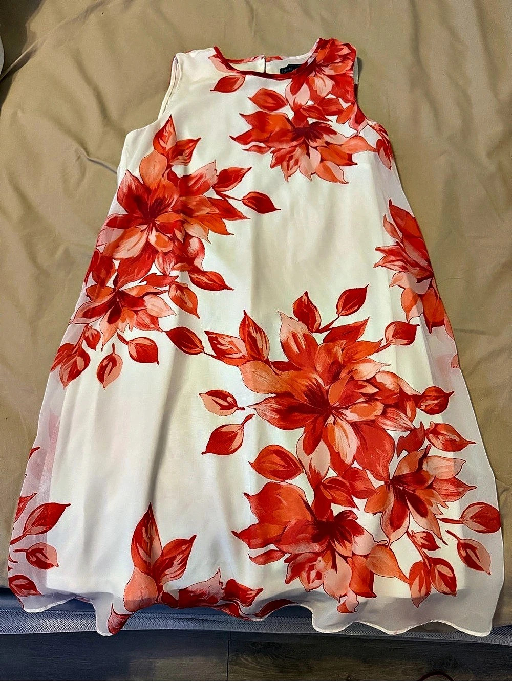 Jessica Howard Floral Midi Dress in Red & White Size 8 Like New